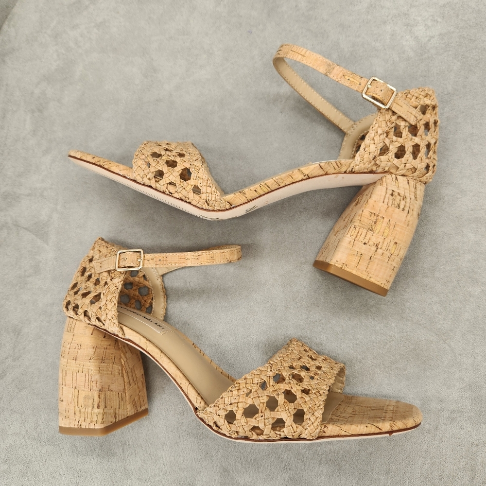 Antonio Melani Heeled Sandals 9.5 Tan Cork Woven Gretel Boho Cottagecore New$140 - Picture 2 of 16